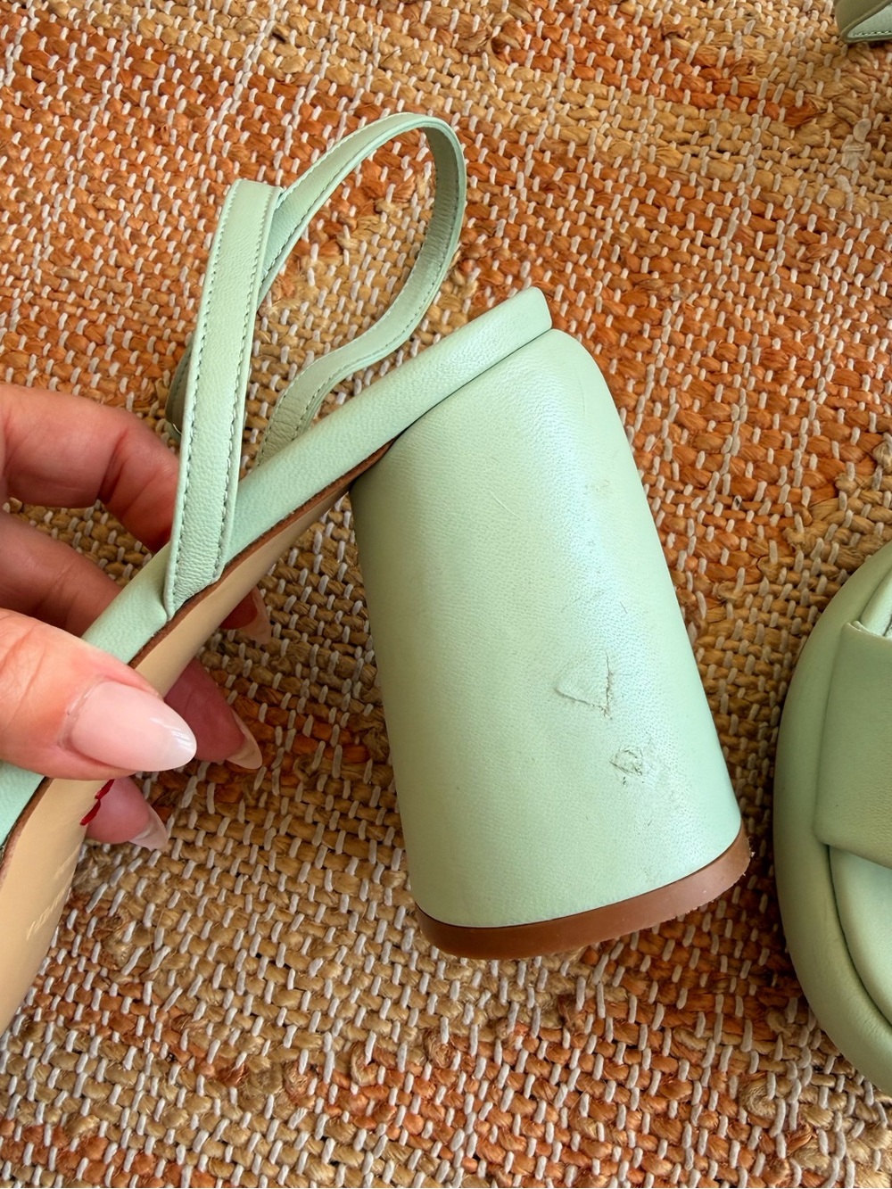 Halmanera Erika Leather Chunky Platfotm Sandals in Mint Aloe Leather Size 38.5 - Picture 12 of 12